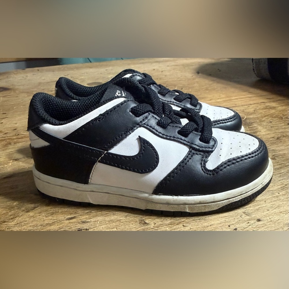 Nike Kids Dunk Low Panda White And Black Sneakers CW1589-100 TD 9C